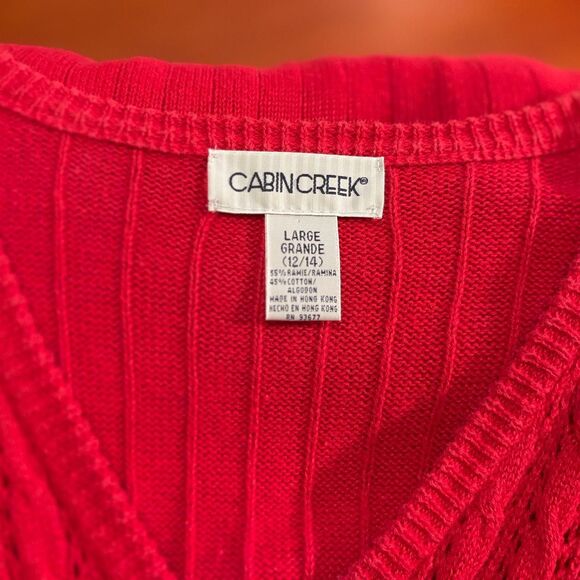 Women's 90's Vtg. Red Knit Sweater Vest Cardigan Size L - Picture 4 of 5
